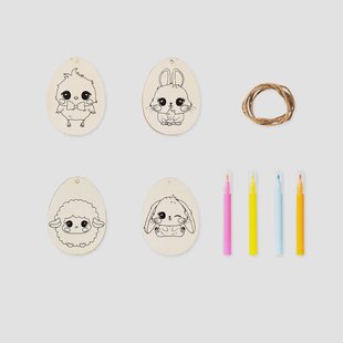 DIY houten paasornamenten - 4 stuks