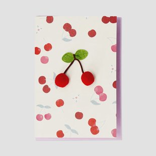 Wenskaart - kersjes met pompons