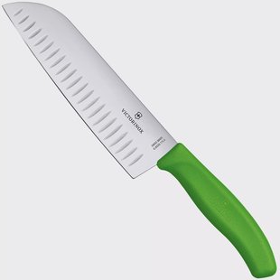 Victorinox SwissClassic 6.8526.17L4B Kale Green, santoku met kuiltjes, 17 cm, groen