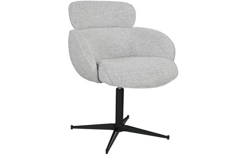 Goossens Eetkamerstoel Suus beige stof graden draaibaar met return functie met armleuning, modern design