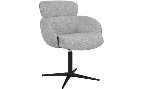 Goossens Eetkamerstoel Suus lichtgrijs stof graden draaibaar met return functie met armleuning, modern design