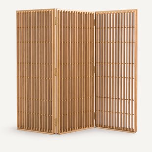 Opengewerkt kamerscherm van massief eikenhout, 3 opvouwbare panelen,BYOBU