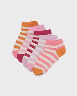 HEMA Kinder enkelsokken strepen - 5 paar roze (roze)