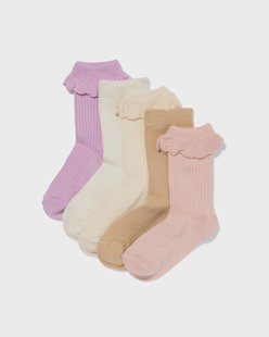 HEMA Kindersokken broderie - 5 paar oudroze (oudroze)