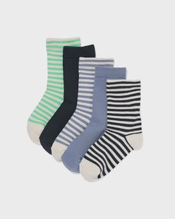 HEMA Kinder enkelsokken strepen - 5 paar donkerblauw (donkerblauw)