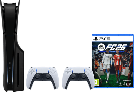 PlayStation 5 Slim Disc Edition + FC 26 + Covers Zwart + Extra Controller Wit