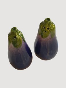 Handgemaakte zout- en peperstrooier Napoli in auberginevorm, 2-delig