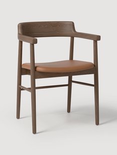 Eetkamerstoel Bohr van eikenhout met armleuningen