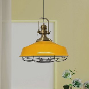 ROYALTECH Hanglamp Astel, geel, Ø 41 cm, metaal, antiek messing detail