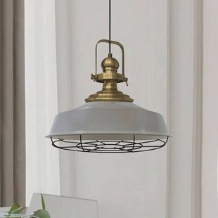 ROYALTECH Hanglamp Astel, grijs, Ø 41 cm, metaal, antiek messing detail