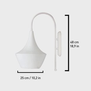 ROYALTECH Wandlamp Bombe, wit, metaal, hoogte 48 cm