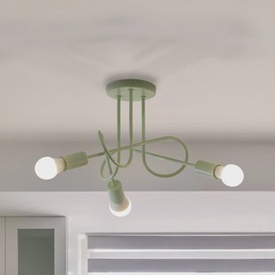 HELAM Plafondlamp Oxford, groen, metaal, 3-lamps, E27