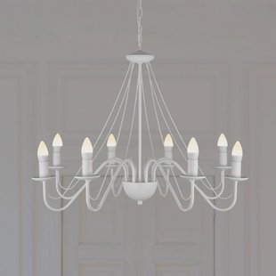 HELAM Kroonluchter Malbo, wit, metaal, 8-lamps, E14