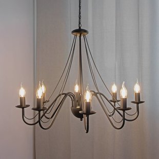HELAM Kroonluchter Malbo, zwart, metaal, 8-lamps, E14