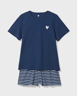 HEMA Damesshortama jersey strepen donkerblauw (donkerblauw)