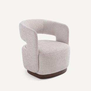 Fluwelen draaifauteuil met walnootfineer onderstel, JESPER