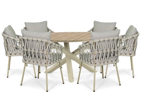 Coco Oliva/Ancona 150 cm dining tuinset 7-delig