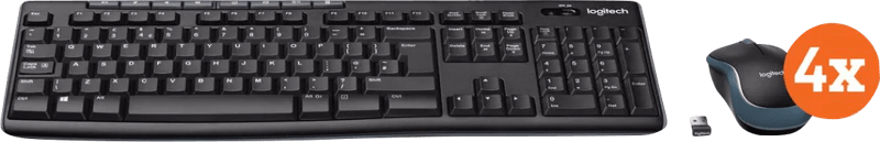 Logitech MK270 Draadloos Toetsenbord en Muis QWERTY 4-Pack