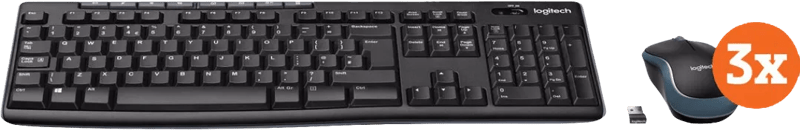 Logitech MK270 Draadloos Toetsenbord en Muis QWERTY 3-Pack