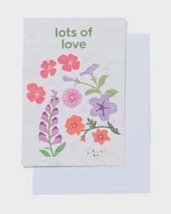 HEMA Wenskaart 'lots of love' met zaadjes
