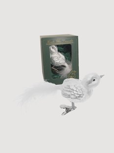 Handbeschilderde kerstornament Sparrow Ice White