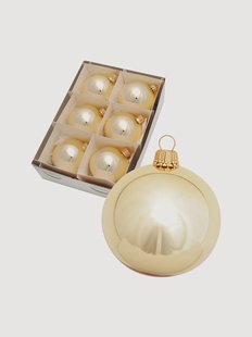 Handbeschilderde kerstballen Plain, 6-delig