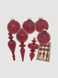 Handbeschilderde kerstornamenten Luna van antiek kwikglas, 9-delig