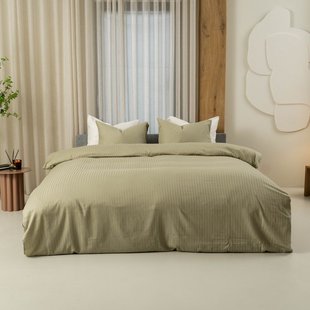 Kayori Elin - Dekbedovertrek - Katoensatijn - 260/200-220 - Saliegroen