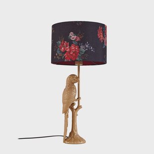 Marula tafellamp, textiel, E27, goud, bloemenprint Lindby - Woonkamer - Modern - Stof - Met lampenkap