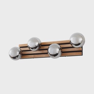 Woodora wandlamp hout glas rookgrijs 4-lamps Lindby - Gang / Hal - Designer - Hoekig