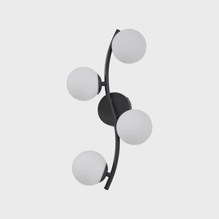 Josiana wandlamp, opaal/zwart, bol, glas Lindby - Woonkamer - Modern - Meerdere lampen