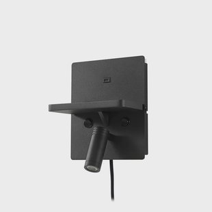 Auden LED wandlamp, zwart, stekker, oplaadstation Lindby - Woonkamer - Modern - Metaal - Hoekig
