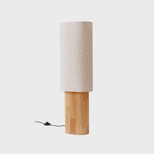 Kimiko vloerlamp, hoogte 100 cm, hout, textiel, E27 Lindby - Woonkamer - Scandinavisch - Stof - Met lampenkap