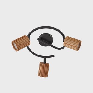 Stralino plafondspot, 3-lamps, Ø31cm, hout Lindby - Gang / Hal - Modern - Meerdere lampen