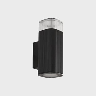 Halvar buitenwandlamp, 20 cm, zwart, IP65, 2 x GU10 Lindby - Terras - Modern - Metaal - Hoekig