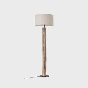 Jorvan vloerlamp, eucalyptus, linnen, crèmekleurig Lucande - Woonkamer - Hout - Met lampenkap