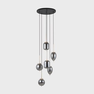 Elani hanglamp, Ø 62 cm, glas, 6-lamps Lucande - Woonkamer - Modern - Meerdere lampen