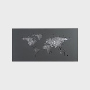 World LED wandlamp antraciet/zilver 60 cm x 30 cm Lucande - Woonkamer - Modern - Metaal - Hoekig