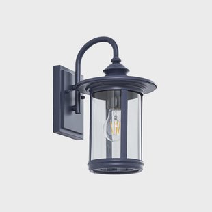 Zayn buitenwandlamp, hoogte 33 cm, glas, blauw, IP23 Lindby - Balkon - Antiek - Aluminium - 1 lamp