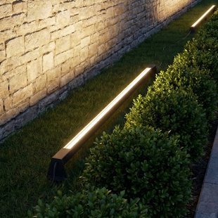 Lindby LED vloerlamp Zavio, antraciet, grondpen, IP65