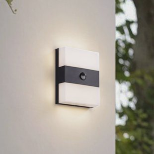 PRIOS LED buiten wandlamp Teekon, antraciet, sensor, IP44