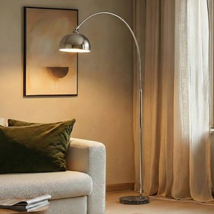 Lindby vloerlamp Tonka, chroom, metaal/marmer, 185 cm, E27