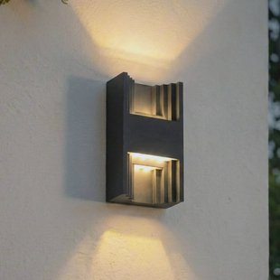 Lindby LED buiten wandlamp Aurali, 2-lamps, zwart, IP65