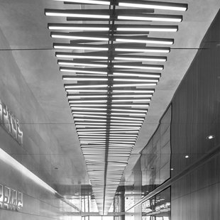 Vibia LED hanglamp RHYTHM, grijsbruin 199 x 87 cm 927 dimbaar