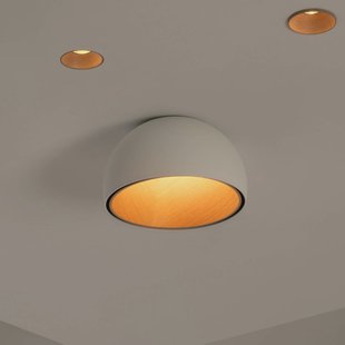 Vibia LED plafondlamp DUO, wit, hoogte 19 cm, eikenhout