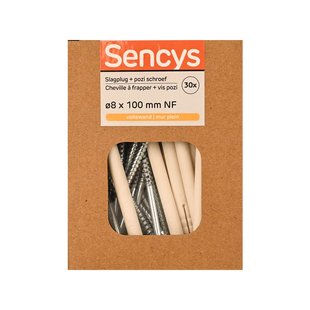 Sencys Slagplug Nylon - Diam. 8x100mm - 30 Stuks