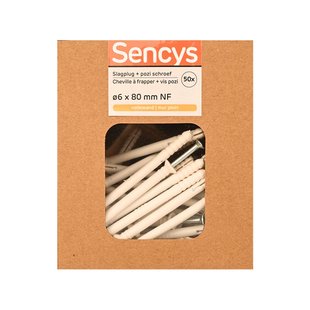 Sencys Slagplug Nylon - Diam. 6x80mm - 50 Stuks