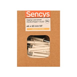 Sencys Slagplug Nylon - Diam. 6x60mm - 50 Stuks