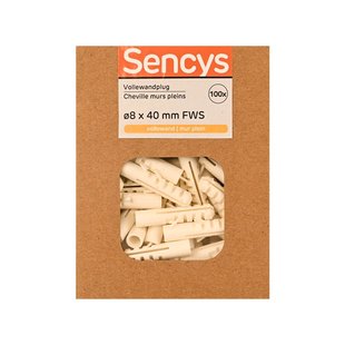 Sencys Plug Voor Volle Wand Nylon - Diam. 8x40mm - 100 Stuks