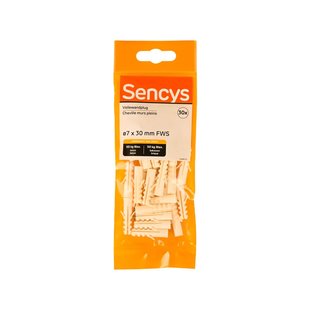 Sencys Plug Voor Volle Wand Nylon - Diam. 7x30mm - 30 Stuks